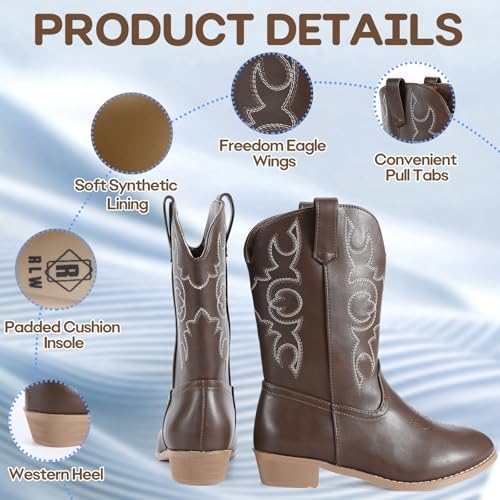 RLW Kids Cowboy Boots for Boys Girls, Riding Western Cowgirl Boot for Toddler Youth Big Kid2