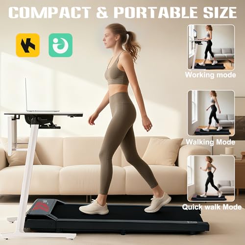 AiQInu 5% Inclinación Cinta De Correr, 2.5 HP Cinta De Andar, con Mando A Distancia, Pantalla Led y Funcionalidad De Aplicación Bluetooth, Walking Pad para Casa Uso DoméStico Y En La Oficina, 2-6 Km - imagen 4