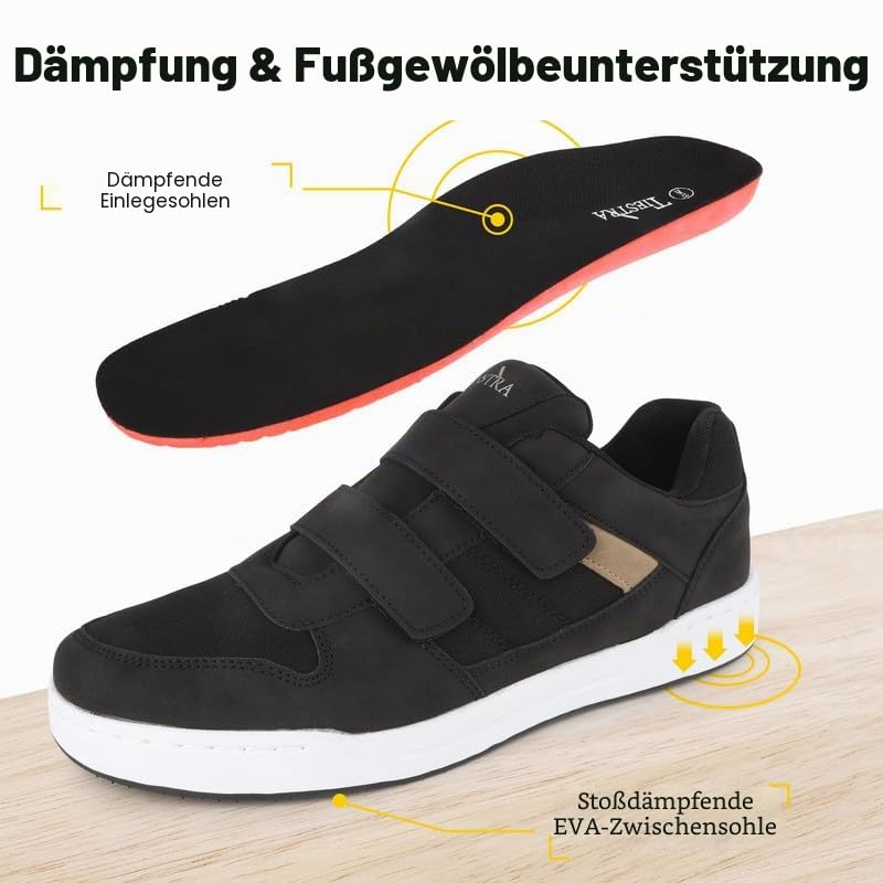 TIESTRA Herren-Sneaker Weit mit Doppel-Klettverschluss, Größe 42-46