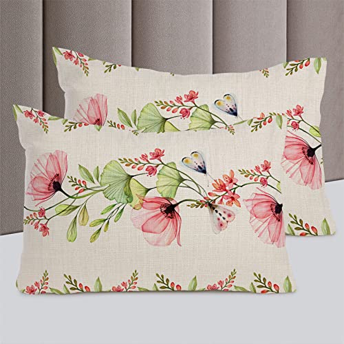 4 Piece Bed Sets Twin, Poppy Flower Bedroom Comforters Cover Bed Sheet With 2 Pc Pillowcases For Girls/Boys/Kids/Bedroom Pink Floral Butterfly Burlap Backdrop #TOP4