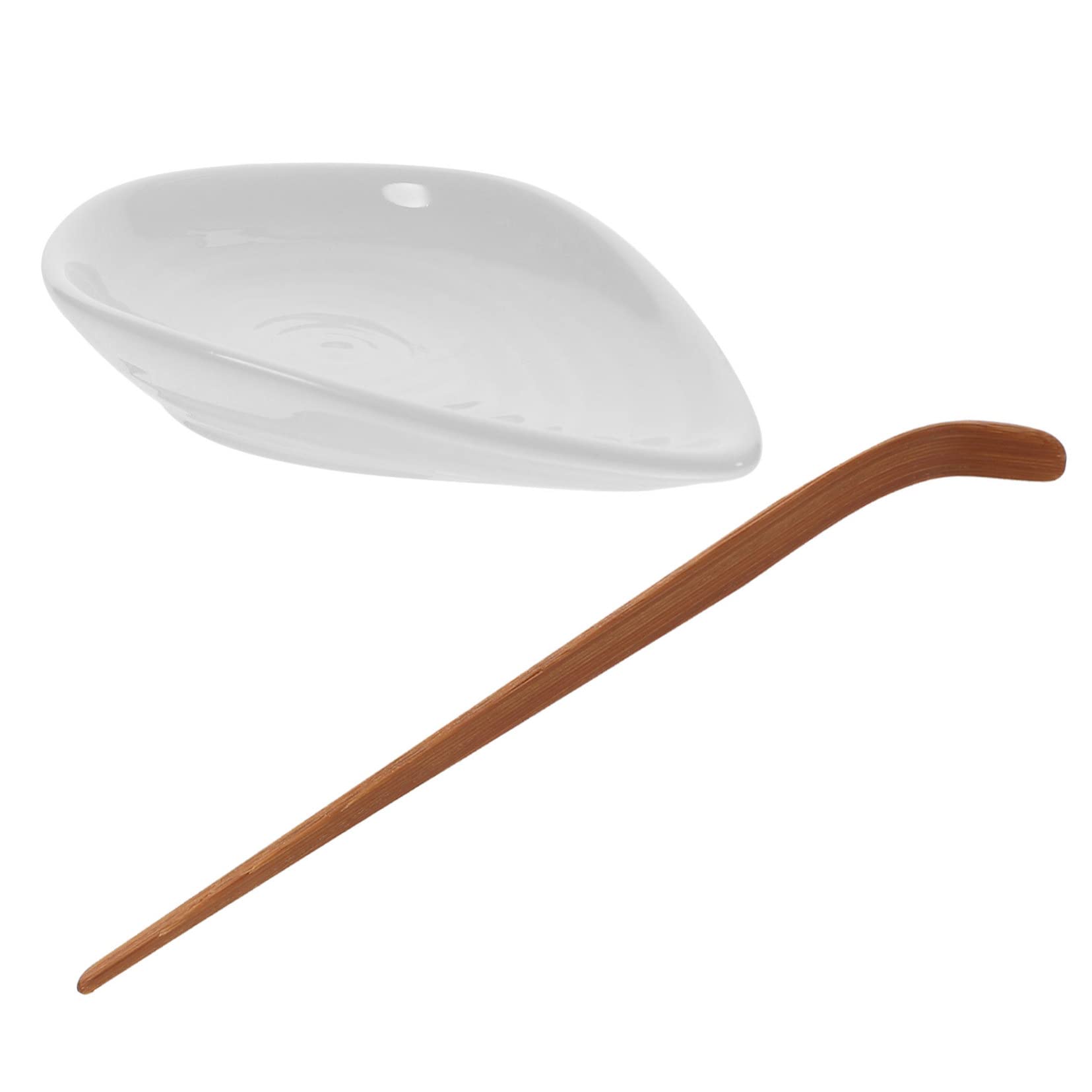 BRIGHTFUFU 1Set Ceramic Tea Scoop for Kung Fu Tea Ceremony Jade Porcelain Spoon Lightweight and Accessory for Loose Leaf Tea Brewing Tea Lovers