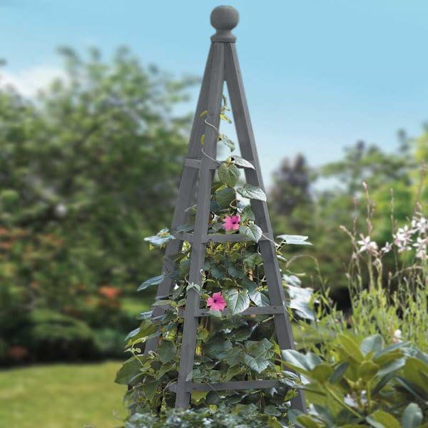 Garden Mile Obélisque Ou Arche De Jardin En Bois Robuste Pour Roses Et Plantes Grimpantes, Structure De Support, Décoration Extérieure (obélisque Brun Clair, 1,9 M