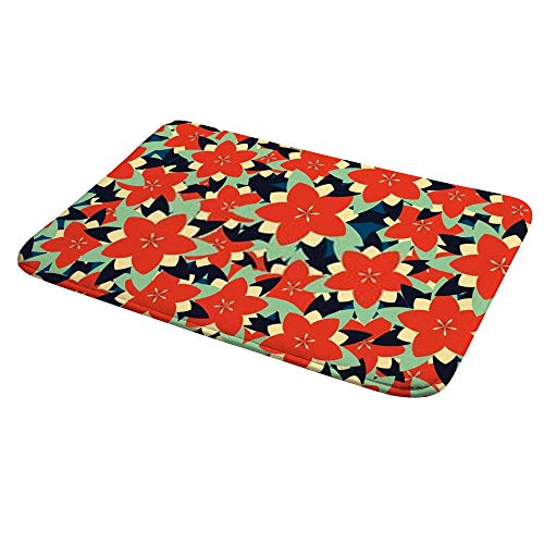 Tapis de bain antidérapant fleurs Ruchen 91x61 cm en velours