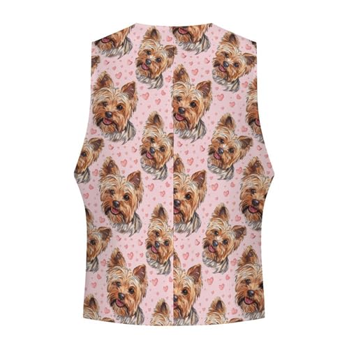 Cute Yorkie Dog Novelty Men's Suit Vest Casual Formal Dress Vests Business Waistcoat4