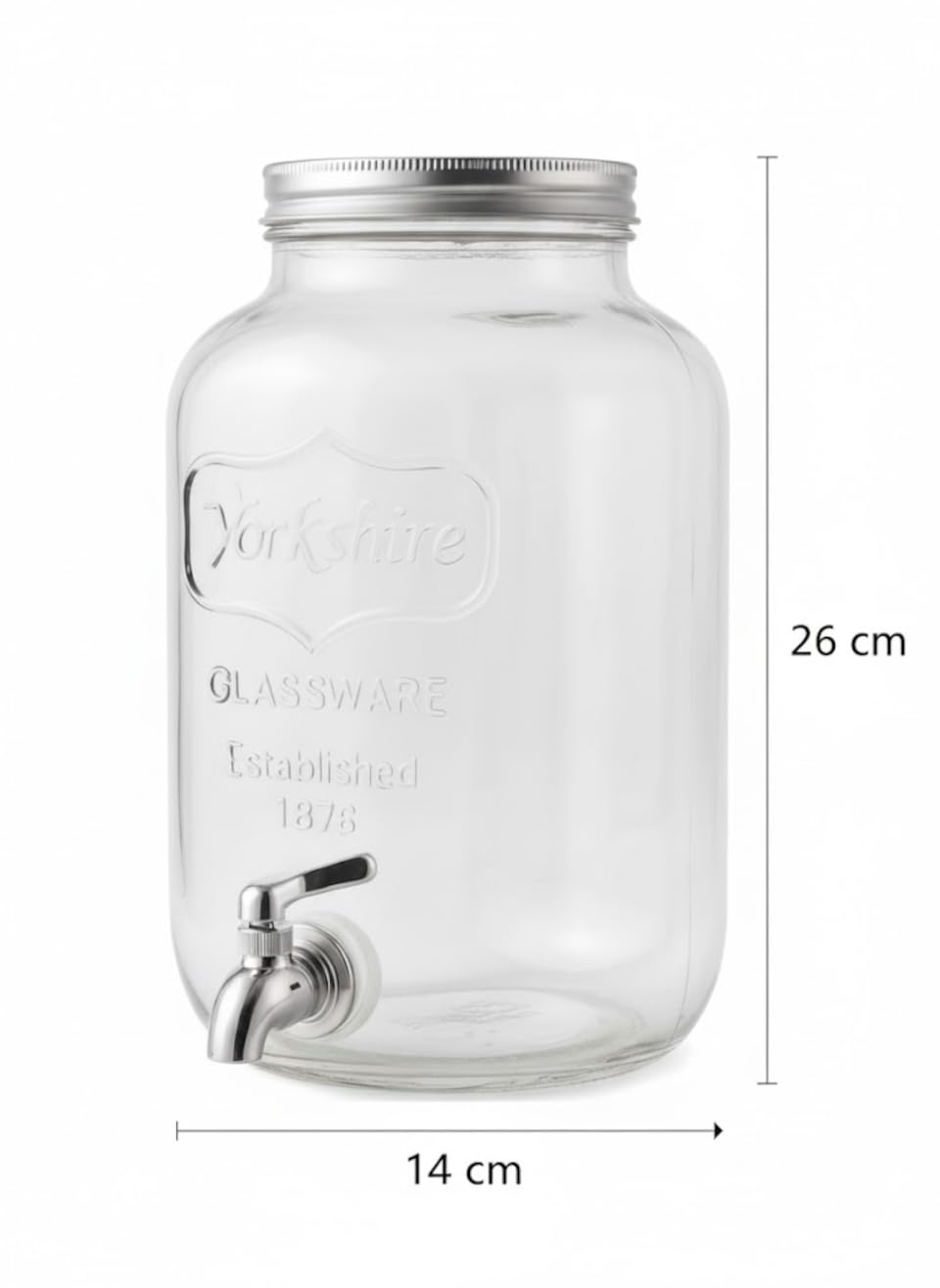 Dispenser In Vetro Da 4 Litri Con Rubinetto Antigoccia In Acciaio - Per Acqua, Cocktail, Limonata, Feste