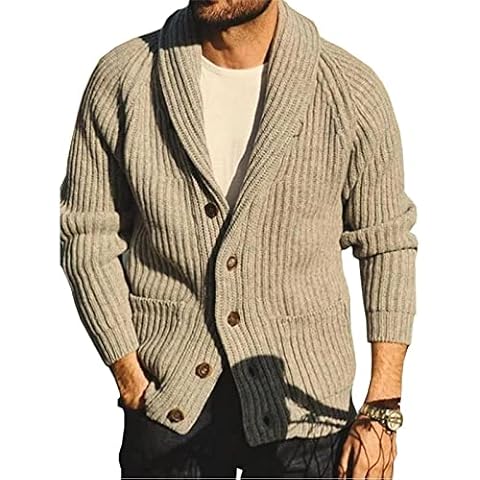 Suncolour Suéter Cárdigan con botones caqui para hombre Cover