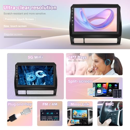 Image of Junsun Car Radio for Toyota Tacoma 2005-2015 CarPlay /Android Auto | Support JBL Sound System GPS DSP RDS,Upgrade Bluetooth 5.0 with HD Backup Camera 2GB RAM 32GB ROM