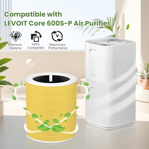 Image of 2 Pack Core 600s Pet Replacement Filter Compatible with Levoit Core 600S-P Air Purifier, 3-in-1 H13 True HEPA High-Efficiency Activated Carbon Filter for PET Home Large Room, Core 600S-RF