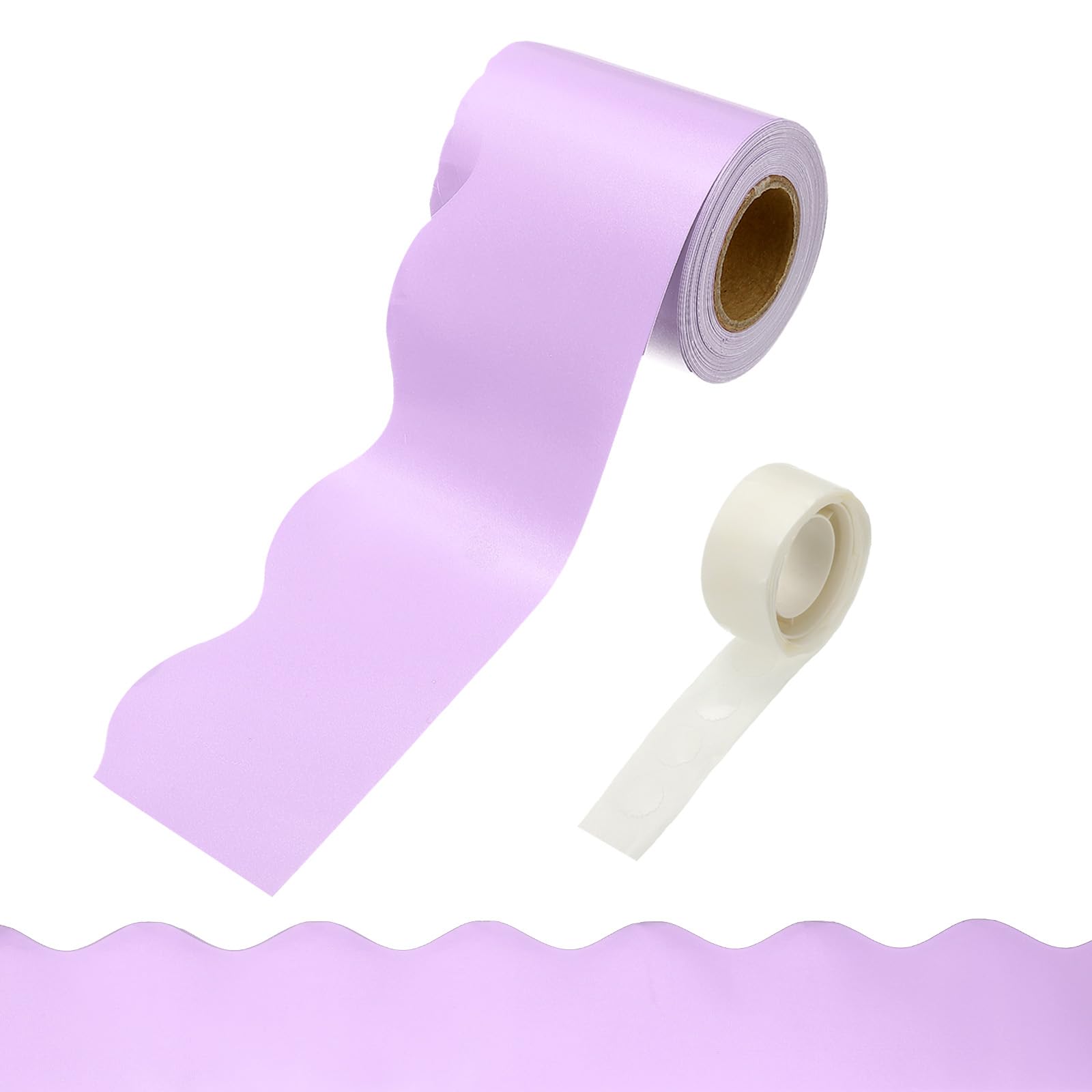 PATIKIL Bulletin Board Borders, 32.8ft Light Purple Border for Bulletin Board with Clear Sticky Dots Scalloped Trim for Office Party Classroom Decorations — image 1
