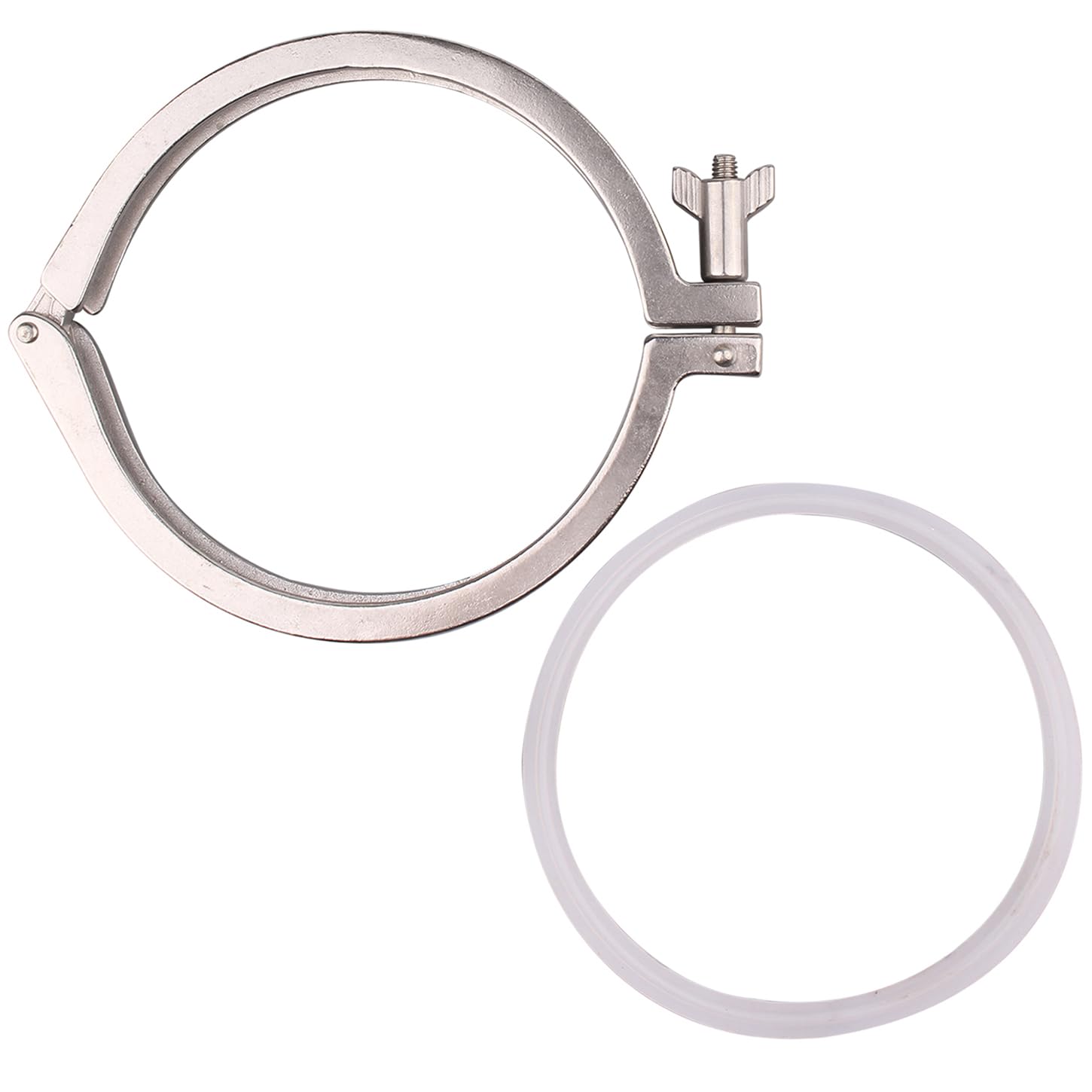 DERNORD Single Pin Heavy Duty Tri Clamp Stainless Steel 304 with Wing Nut for Ferrule TC with 1PC Silicone Gasket (8 inch Tri Clamp+Silicone Gasket)