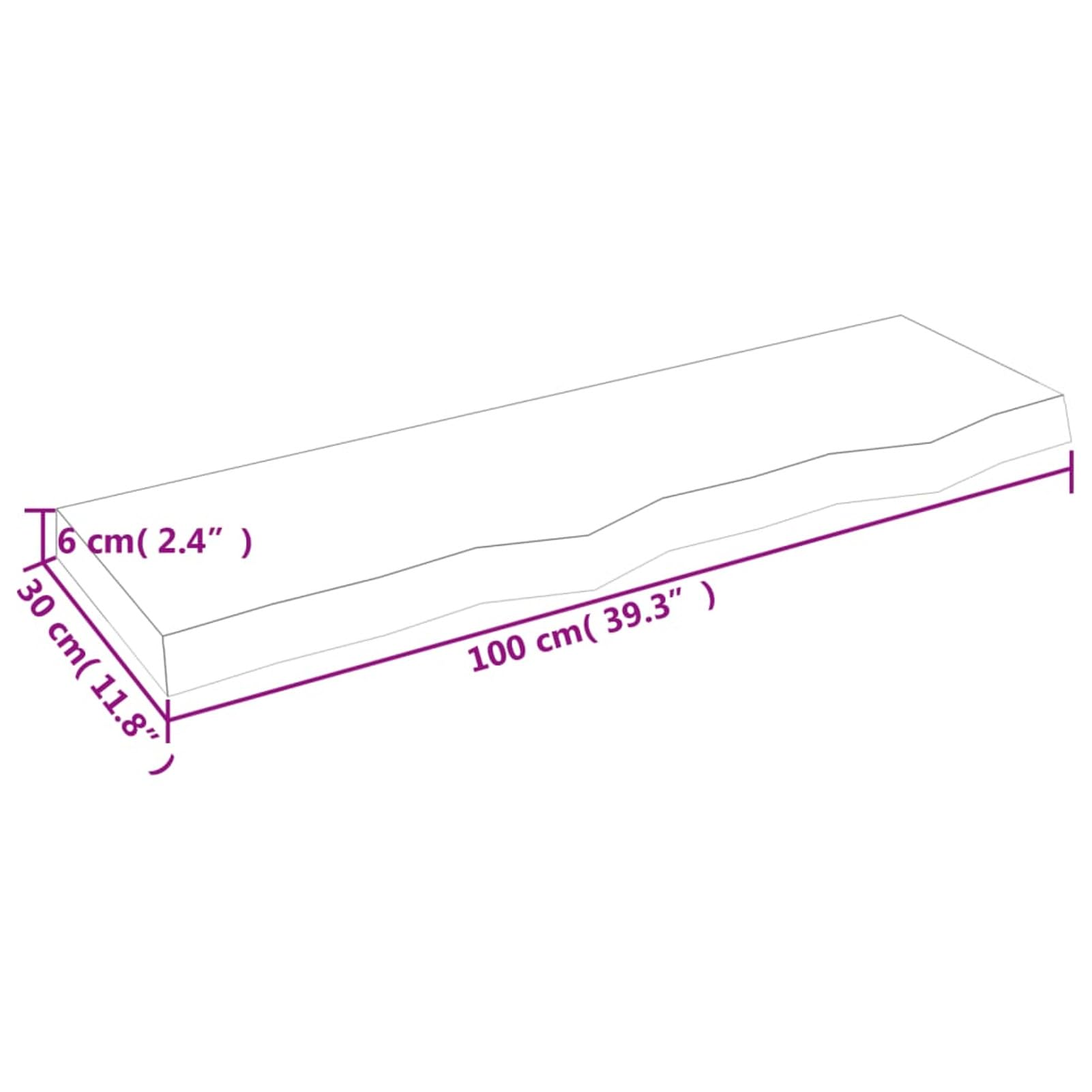 ZEYUAN Encimera de baño Madera Maciza sin Tratar 100x30x6 cm, Encimera Cocina, Tablero para Mesa, Encimera Lavabo, Muebles De Baño - 3156031