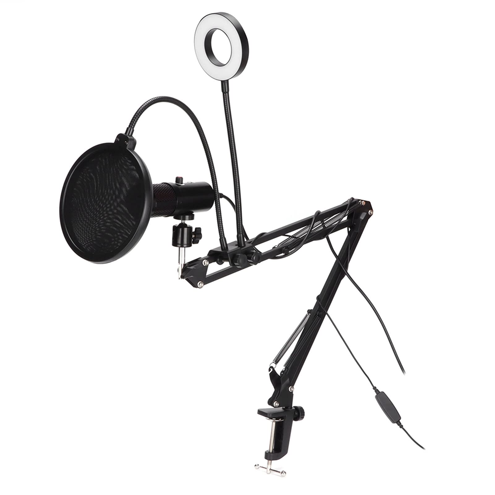 Denash USB -Mikrofon -RGB Füllung Light Kit Cardioid Kondensatormikrofon Zum Aufnehmen von Live Streaming, Studio Soundqualität für Podcast Geräte, PC/Streaming Mikrofon Set (A6S mit 35-Halterung