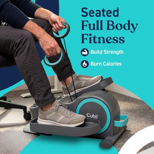 Image of Cubii Total Body Under Desk Elliptical Bike with Built-in Upper Body Resistance Bands | Seated Exercise Machine - Arms + Legs Workout for Seniors & All Ages, 12 Resistance Levels, LCD Display