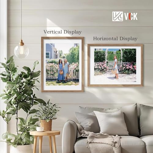 Image of VCK 18x24 Poster Frame 5 Pack, Walnut Wood, 16x20 Mat, for Wall Art