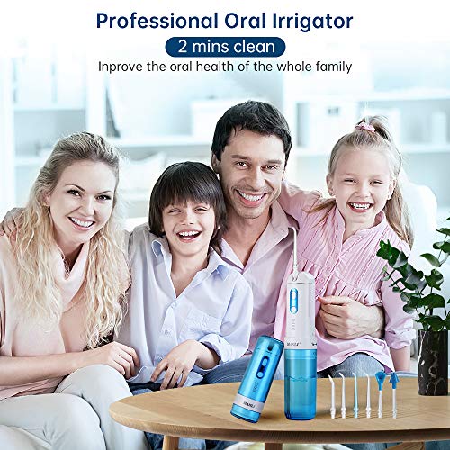 Water Power Flosser, MANLI Professional Cordless Dental Oral Irrigator, Power Dental Flossers, USB Rechargeable, Ipx7 Waterproof & 4 Modes for Travel, Home and Family Use