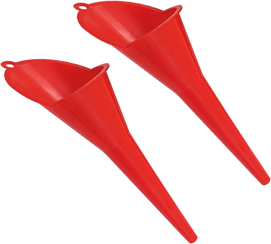 AutoRocking 2 pcs Anti-Splash Bevel Angle Long Stem Petrol Funnel Drip-Free Oil Fliter Funnel Automotive Motorcycle Refueling Tool Fits for Most Gas Tanks