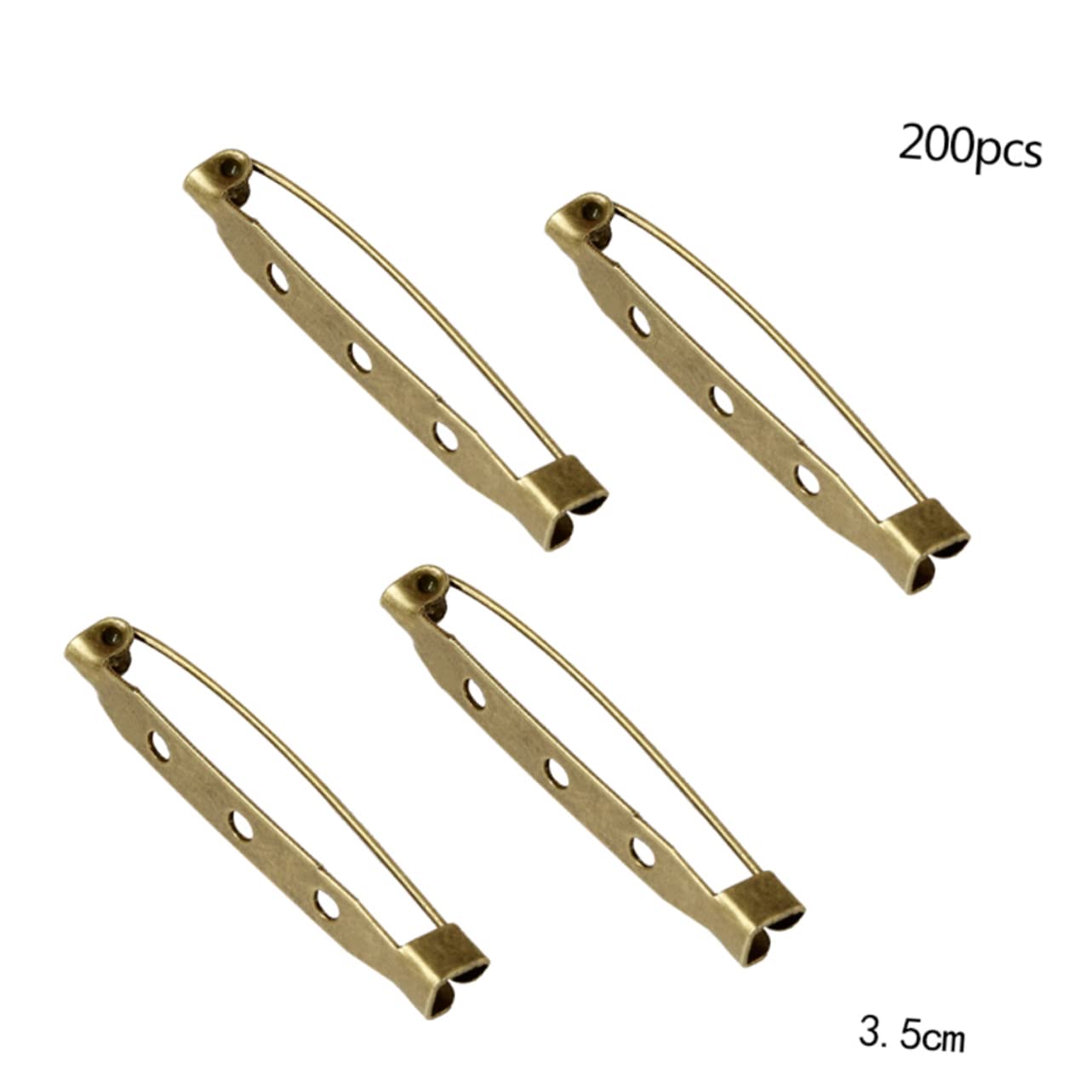 DOITOOL 200Pcs Bronze Safety Pin Backs Clasp Brooch for Craft Jewelry DIY Projects Durable Material Easy to Use with Holes Design for Secure Attachment