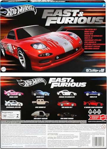 Hot Wheels 10 Pack Vehículos Fast and Furious 1:64 miniatura 7