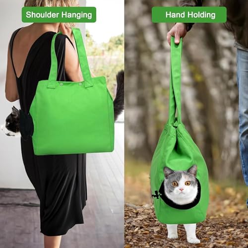 Petmoki Cat Tote Bag, Cat Tote Bag Carrier Walker Leg Holes,Petmoki Cat Walking Bag, Multifunctional Pet Backpack Canvas Shoulder Carrying Bag for Cats and Small Dogs Outdoor (Yellow) - Image 3