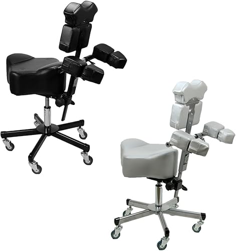 Miniatura 7 de InkBed Taburete ergonómico patentado para artista, silla y asiento de horcajadas con soporte de espalda, color gris
