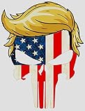 Trump Hair Skull American Flag -Vinyl Decal Sticker -5.5 inch SSND-1042