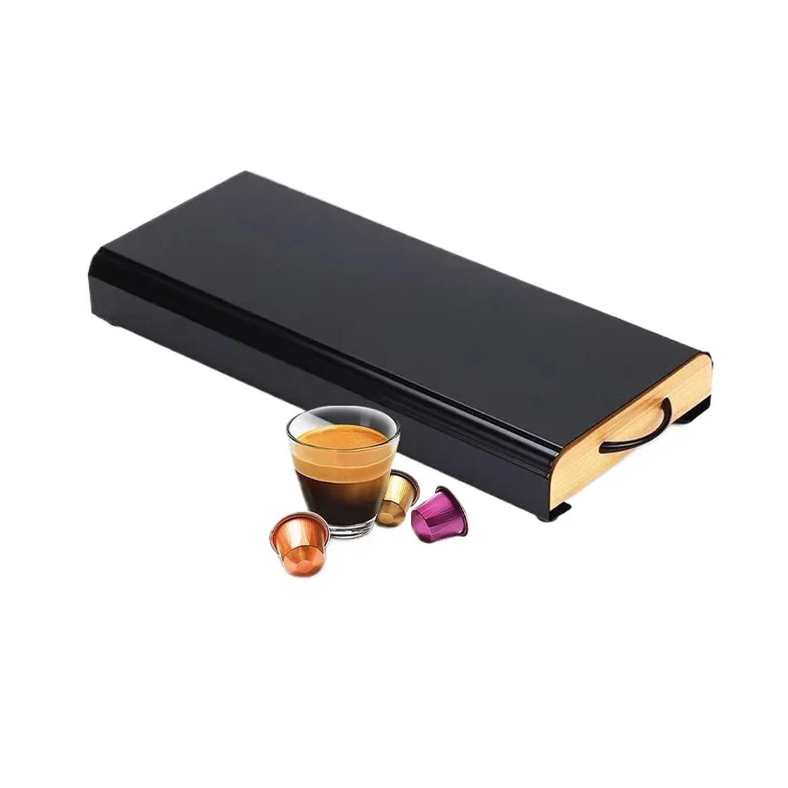 Drewniany stojak na kapsułki na 40 kapsułek, stylowy organizer do przechowywania, kompatybilny z Nespresso i innymi ekspresami do kawy, elegancki design, do domu i kuchni