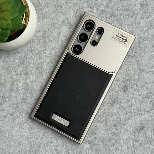 Image of FRATO Metallic AeroFLex Aluminium Leather Case for Samsung Galaxy S24 Ultra (Black)