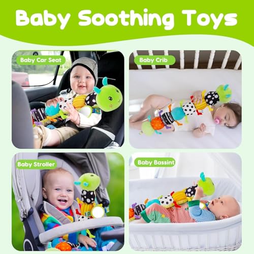 Baby Toys 0-3-6-12 Months, New Born Baby Boy Girl Gifts, Tummy Time Toys with Baby Mirror Teething Rattles Crinkle Music Sensory Toys for Newborn Babies Essentials 0 3 6 9 12 Month - Image 6
