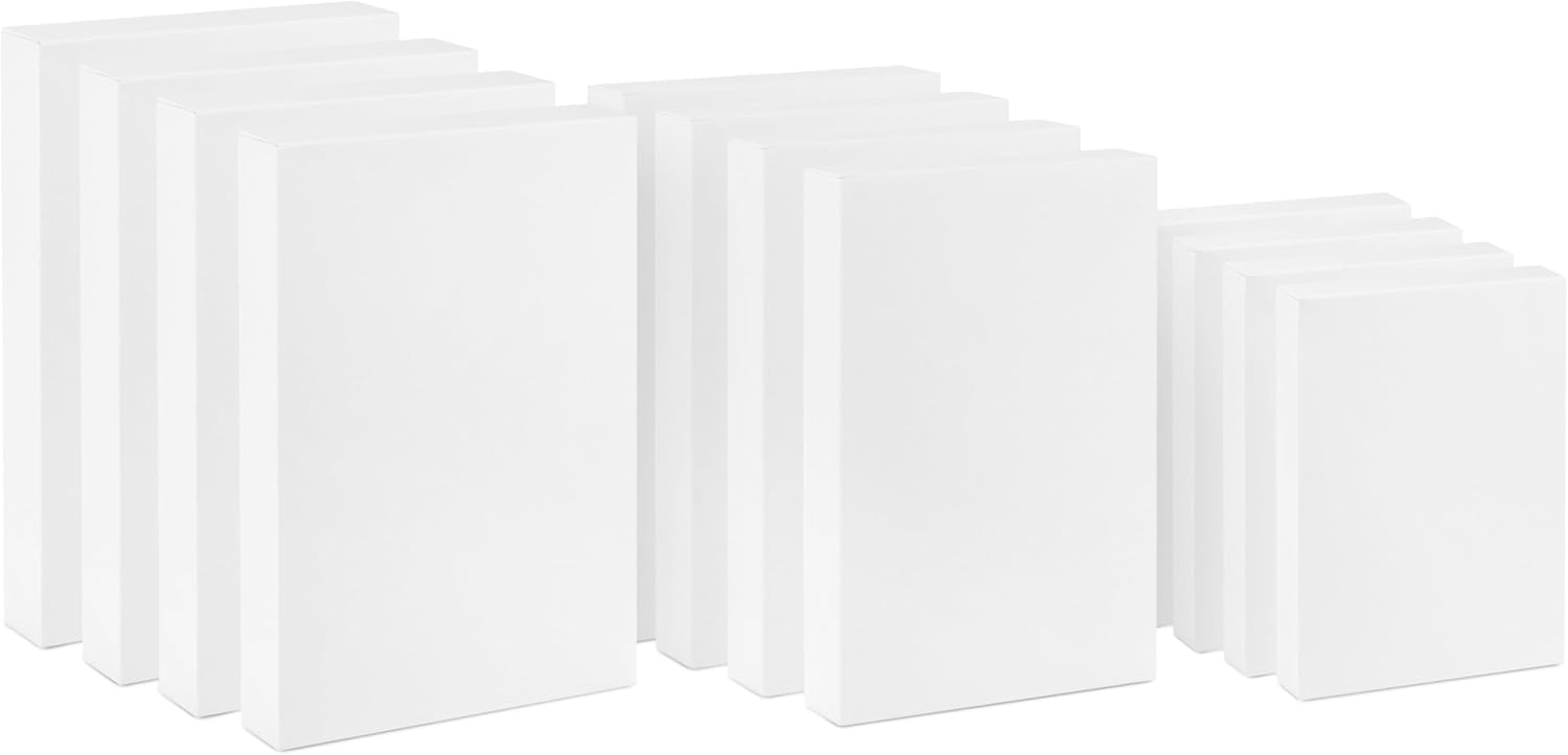 Hallmark White Gift Boxes, Assorted Sizes (12 Boxes with Lids: 4 Small 11", 4 Medium 14", 4 Large 16") for Birthdays, Mother's Day, Baby Showers and More 12 Pack, White