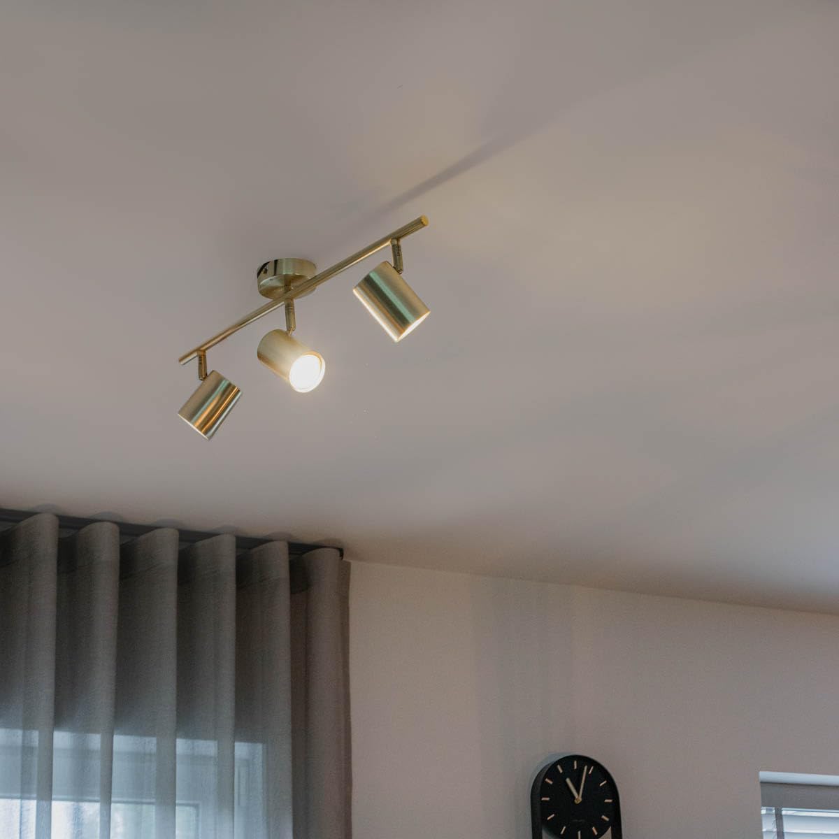 Qazqa Plafón moderno latón 3-luces orientable - JEANA Acero Alargada Adecuado para LED Max. 3 x 35 Watt