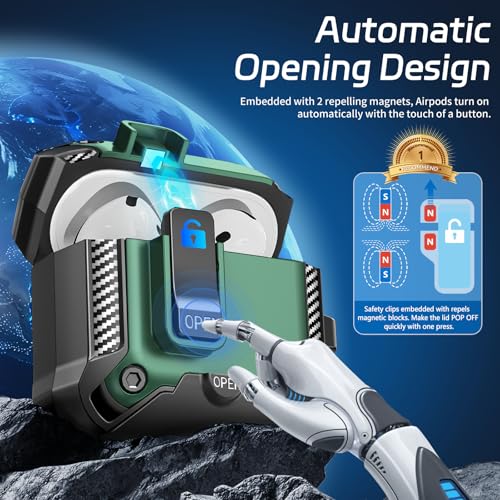 Image of Secure Lock Case for AirPods 4 with Cleaning Kit & Keychain, Shockproof Protective Cover Compatible with Apple AirPods 4th Gen 2024 for Men Women, Anti-Scratch