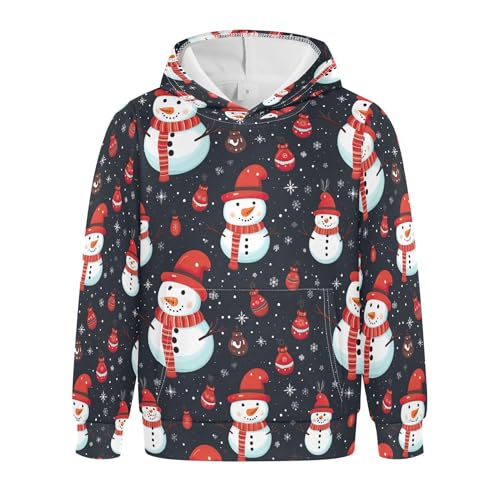 Kids Hoodies Sweaters Christmas Xmas Snowman Hooded Sweatshirts with Big Pockets for Boys Girls B0400338