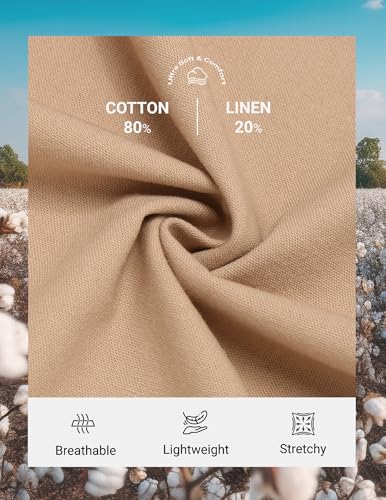 Image of COOFANDY Mens Cotton Linen Pants Casual Drawstring Summer Beach Pants Lightweight Linen Dress Trousers