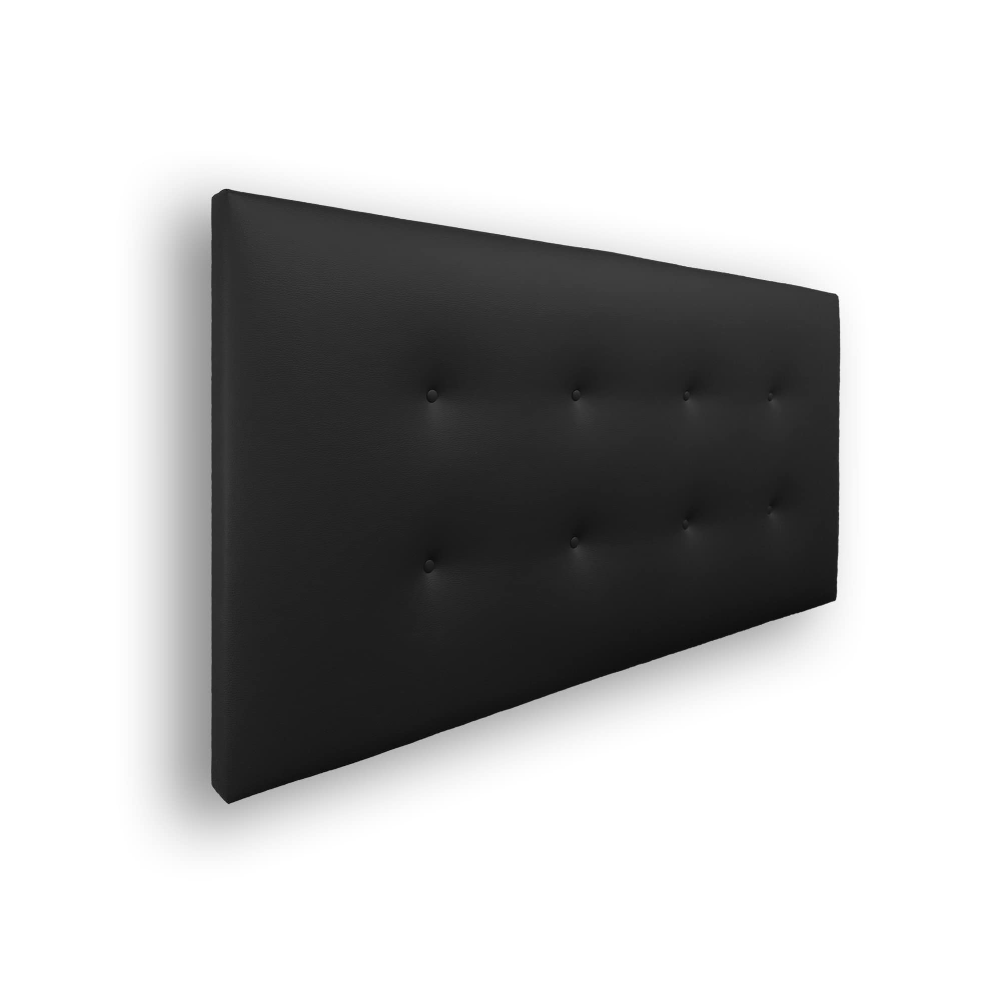 Silcar Home - Cabecero de Cama Carlo - Estructura de Madera, Tapizado en Polipiel Blanco, Diseño Moderno con Botones, Fácil Instalación - Polipiel Negro, 135 cm