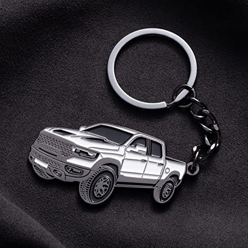 Image of Car Keychain for Dodge RAM 2023 2022 1500 TRX Key Chain Fob Cover Cool Mods Accessories 2 inchx1.3 inch White