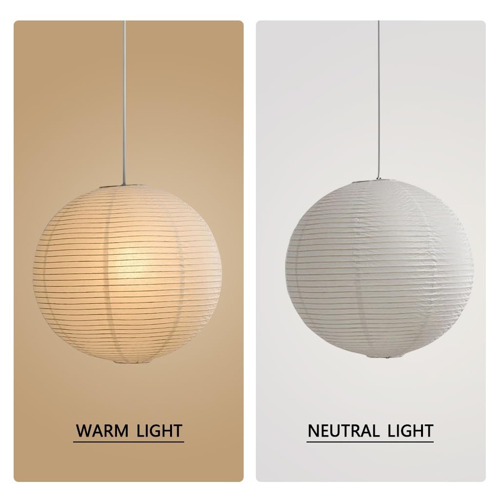 Lampada A Sospensione In Carta Pergamena Stile Giapponese Wabi-Sabi - Lampadario Piatto Sferico In Ferro Per Soggiorno, Camera Da Letto E Studio Minimalista(60cm)