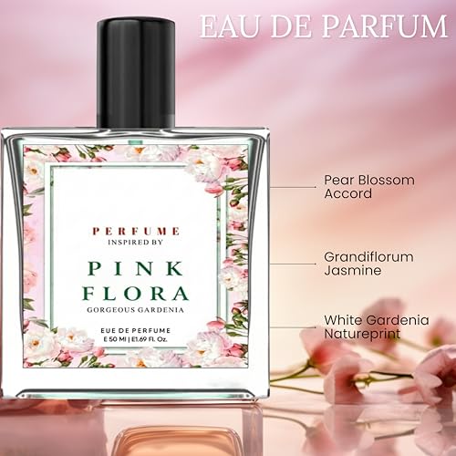 Image of Pink Flora Eau De Parfum 50ml | Inspired by Gorgeous Gardenia | Long Lasting Gardenia Floral Fragrance Spray | Fresh Clean Scent | Women & Men (50ML, PINK FLORA)