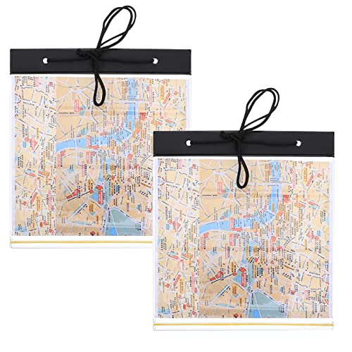 ueslwser 2Pcs PVC Waterproof Map Case Hiking Plastic Foldable Map Cover with Clear Window & Lanyard