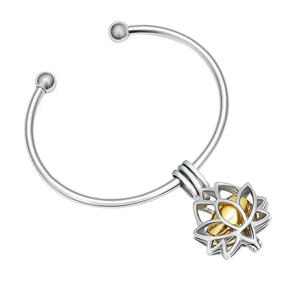 Urna para cenizas de acero inoxidable con colgante de medallón grabado Steel Lotus
