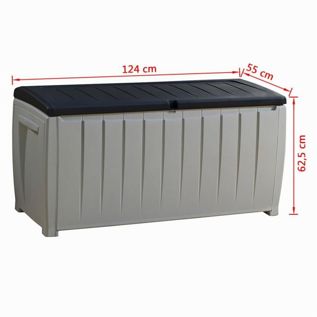 KETER Coffre de rangement Novel avec assise 340 l - 124x55x63 cm - Gris et anthracite