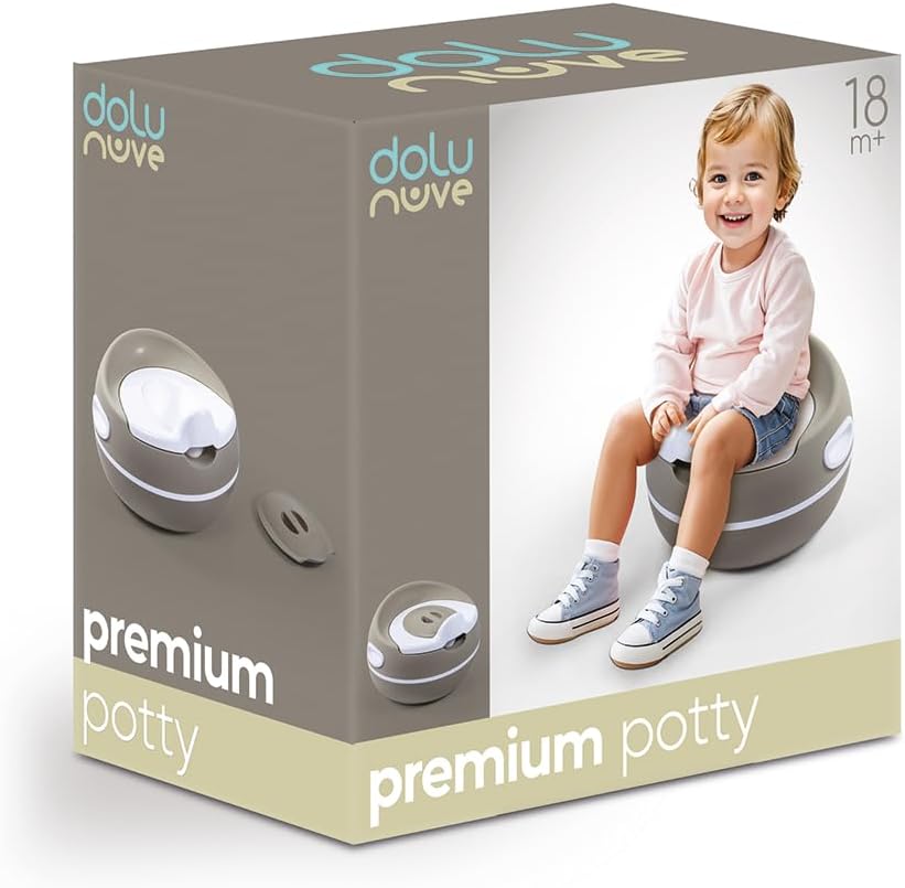 Dolu Nuve Premium Potty Training Seat for Toddlers, Portable Toilet Chair with High Backrest, Non-Slip Base and Removable Inner Bowl, Stone Grey