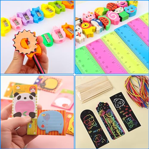 Mepmela WJ-20 Stationery Party Favors For Kids, 24 Pack Stationery Party Supplies With Pencils Rulers Erasers Sticky Notes For Birthday Goodie Bags School Classroom Rewards thumb #3