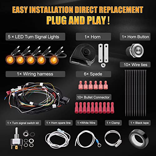 Temsone Universal Utv/Atv Turn Signal Kit, Street Legal With Toggle Switch,Horn Kit And Led Blinker Kit Compatible With Polaris Rzr, Kawasaki, Pioneer, Can-Am, Honda, Arctic Cat, Plug And Play #TOP5