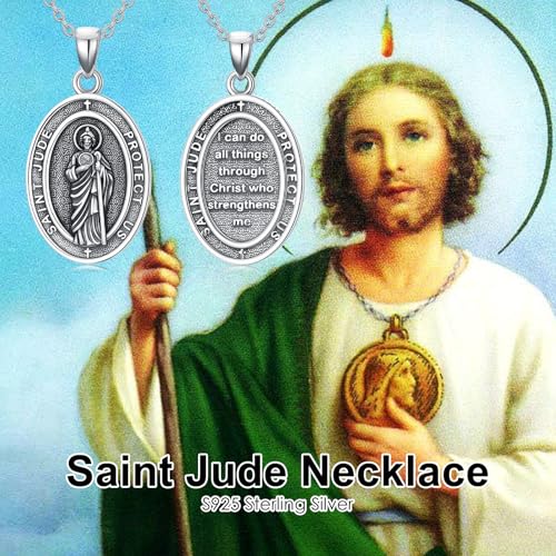 PELOVNY Protection Necklace 925 Sterling Silver St Anthony Francis Joseph Peregrine Raphael Sebastian Medal I Can Do All Things Through Christ Patron Saint Jewelry Christian Gifts for Men Women2