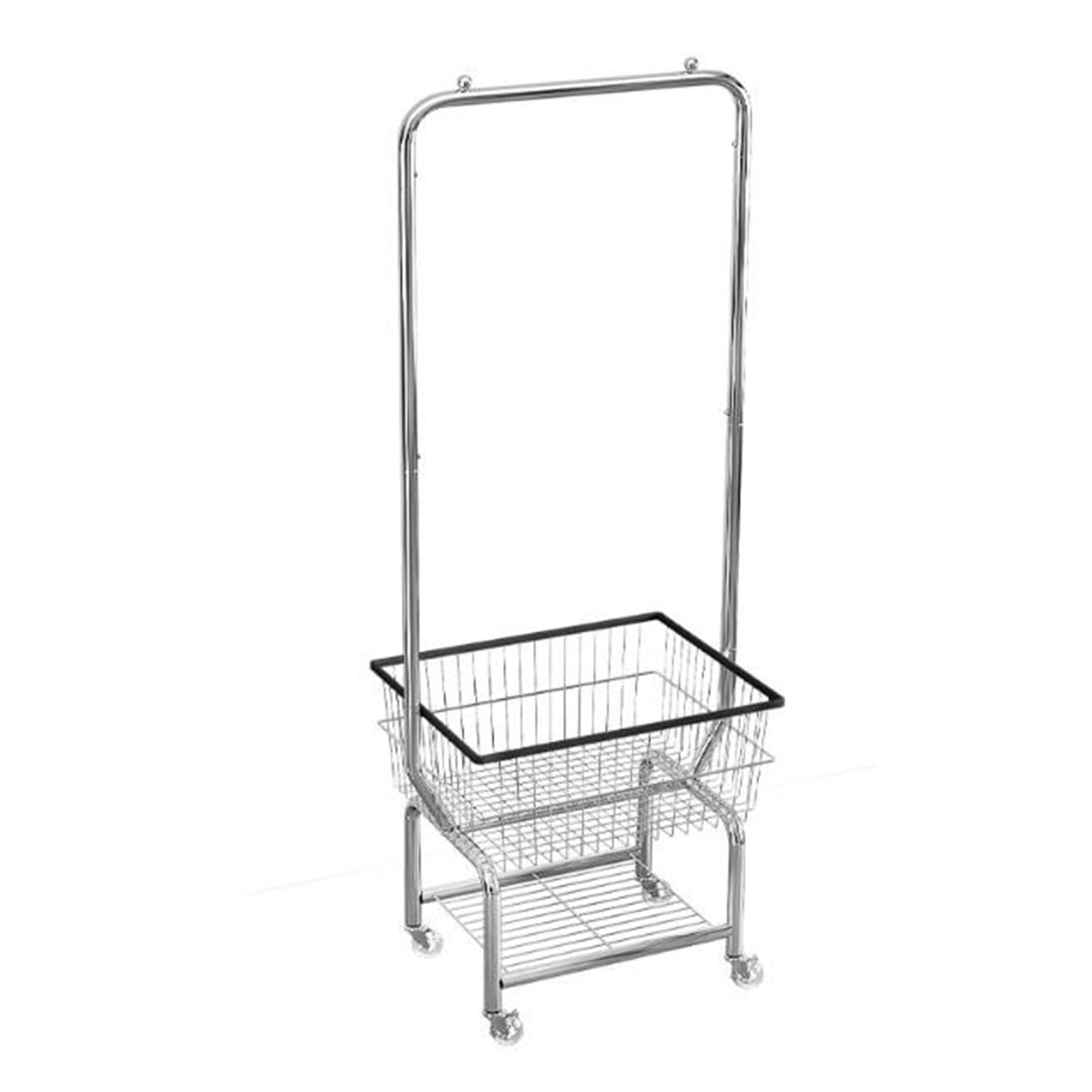 LJHFG63KUYT Clothes Rack Clothing Store Display Rack, Movable with Wheels, Floor Standing Clothes, Basket, Hanging Display Stand
