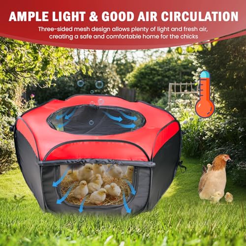 Brooder Box for Chick Starter Kit - Brooder Pen/Chicken Supplies Brooder Box with Ideal Size Brooding Up to 15 Chick, Duck and Quail(Red) - Image 4