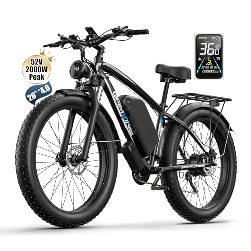 (26-V7 White) 52V 19.2Ah Battery Electric Bike for Adults, 2000W Peak 2500W EBike, Up to 37MPH & 70Miles, Hydraulic Disc Brake, 21-Speed Off Road Snow Mountain Pedal Assist 26' Fat Tire Fast E-Bike