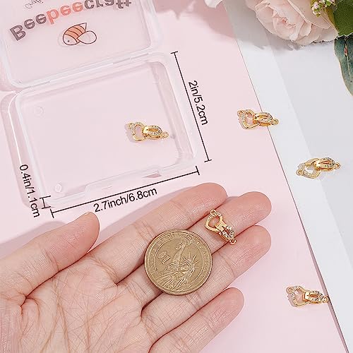 Beebeecraft 1 Box 6Pcs Heart Fold Over Clasps 18K Gold Plated Rhinestone Foldover Extension Clasp Bracelet Extenders For Necklace Making Jewelry thumb #2