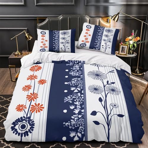 Housse de Couette Motif Floral Moderne 3D Ensemble Literie Botanique - 4