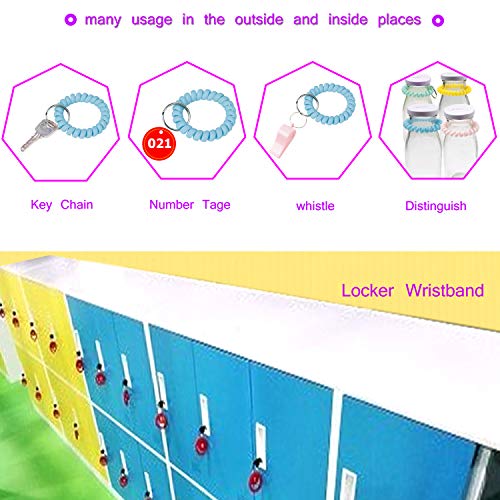 Image of BIHRTC 6 Color Wrist Keychain Plastic Spring Flexible Spiral Wrist Coil Stretchable Wristband Spiral Key Chain Bracelet Key Holder Key Ring for Gym Pool ID Badge Sauna Outdoor Activities